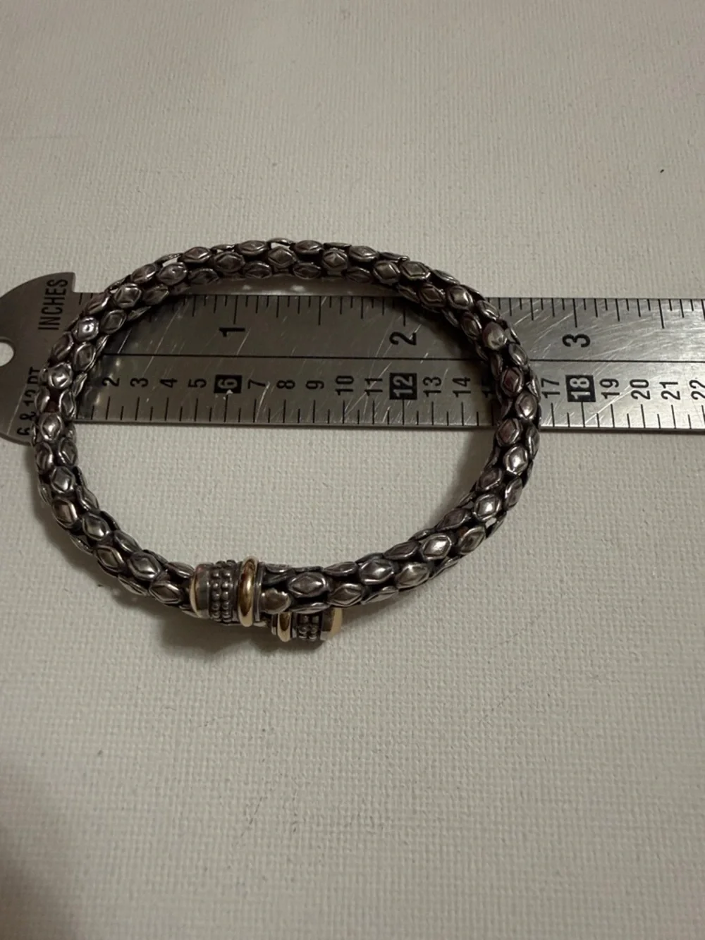 18K 925 STERLING SILVER ROPE TEXTURE CABLE FLEXIBLE CUFF BRACELET